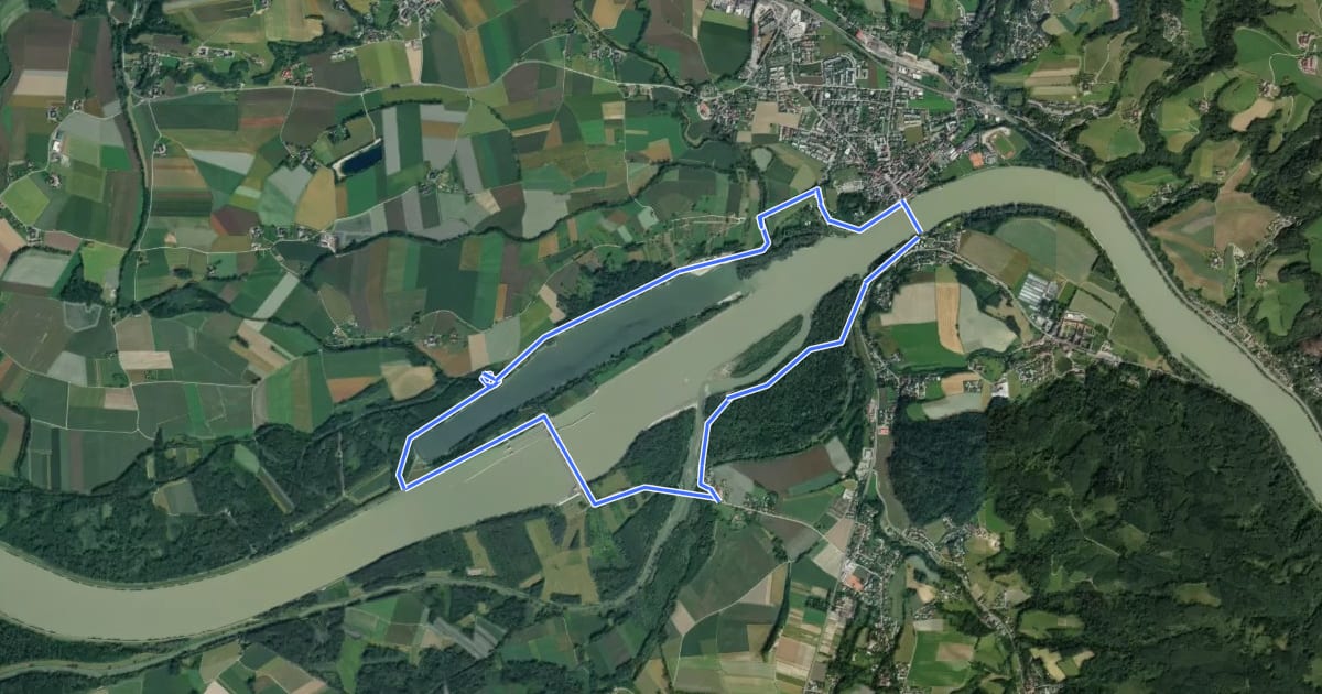 Маршрут EuroVelo 6 - part Austria - leg 2 common (Ottensheim) на спутниковом снимке