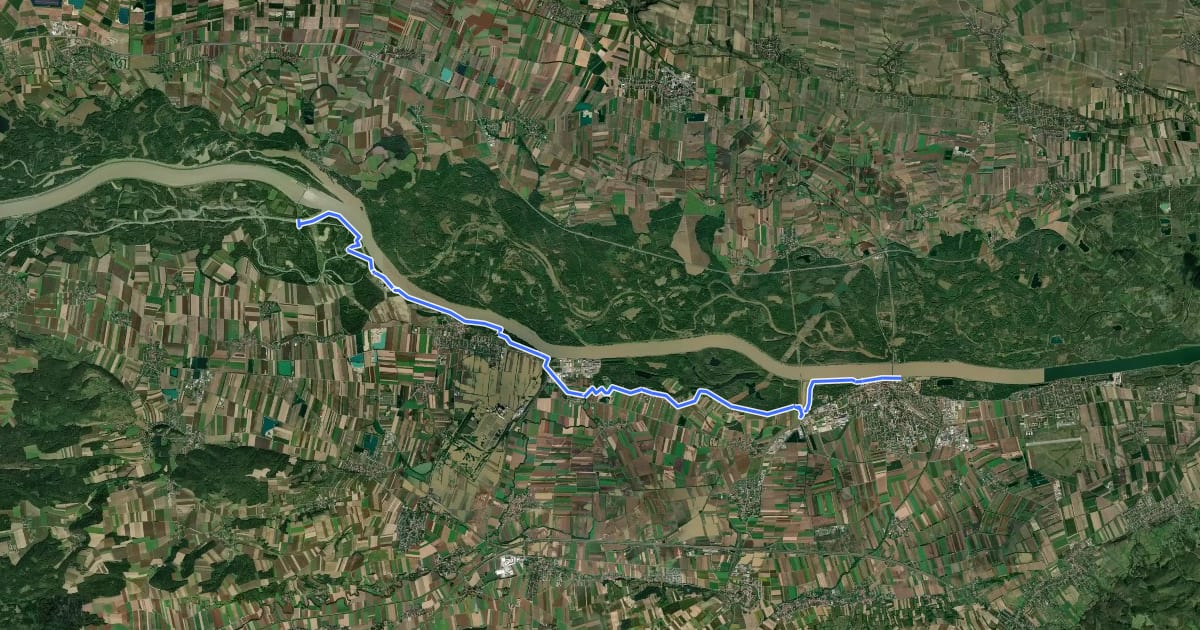 Маршрут EuroVelo 6 - part Austria - leg 7 common (Altenwörth - Tulln) на спутниковом снимке