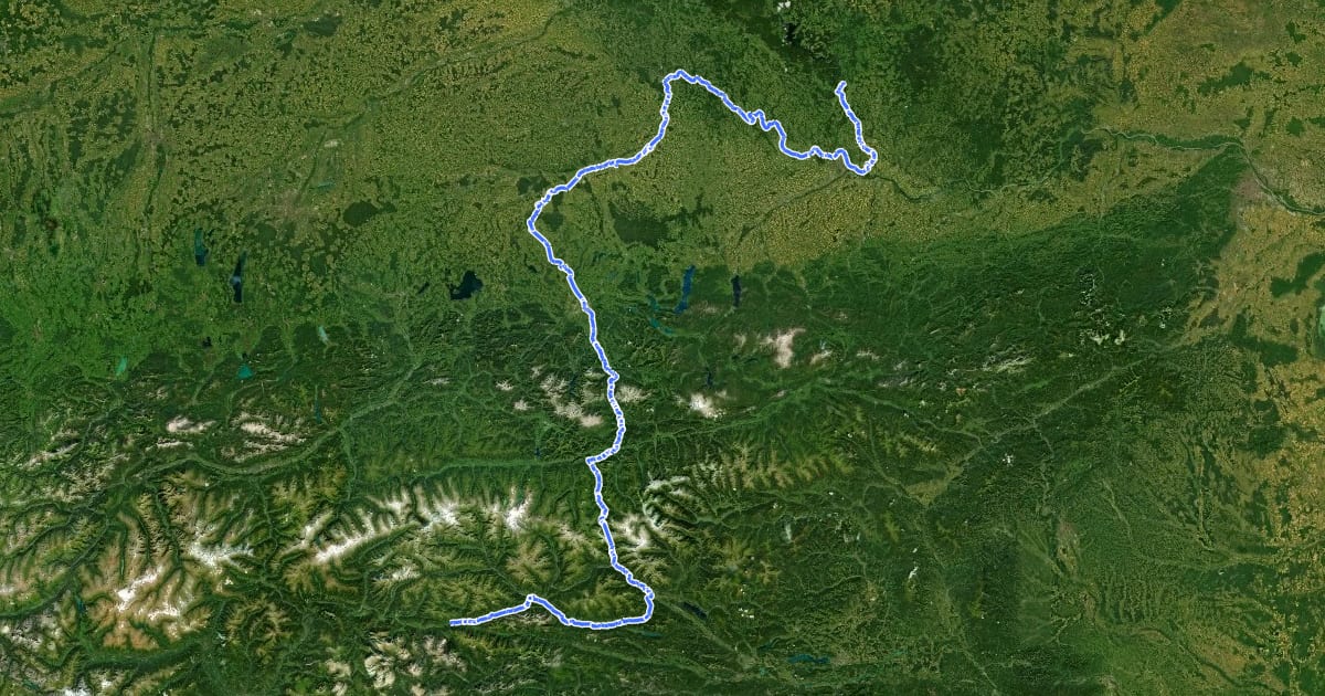 Маршрут EuroVelo 7 - Sun Route - part Austria на спутниковом снимке