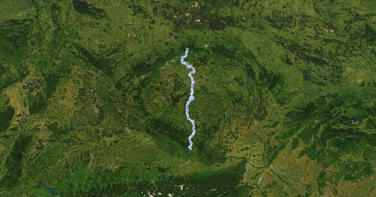 Маршрут Eurovelo 7 - Sun Route - part Czech Republic на спутниковом снимке