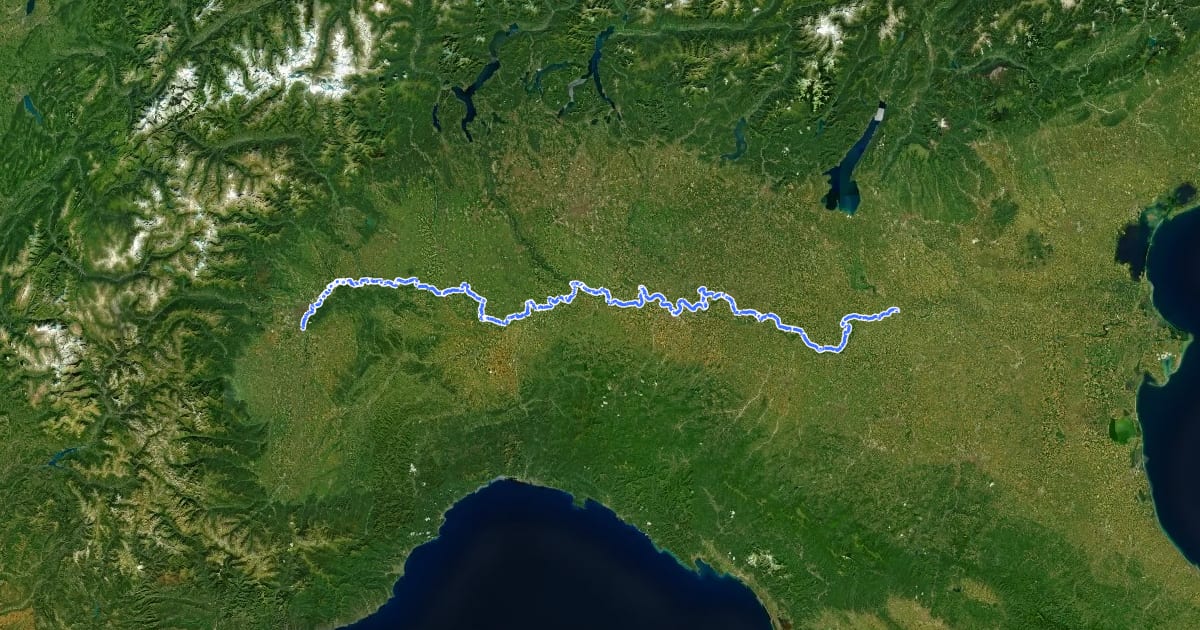 Маршрут EuroVelo 8 - Ciclovia del Mediterraneo - parte Italia 4a на спутниковом снимке