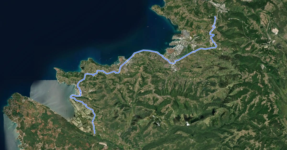 Маршрут EuroVelo 8 - Mediterranean Route - part Slovenia на спутниковом снимке