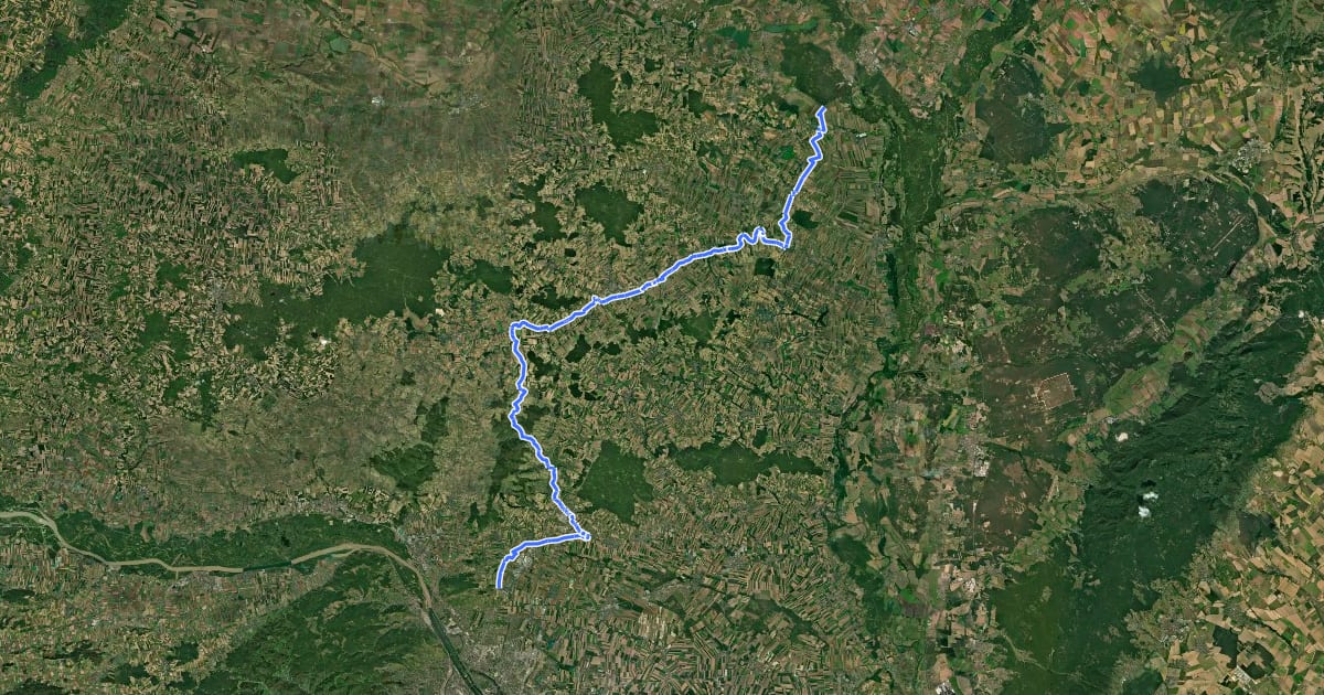 Маршрут EuroVelo 9 - Baltic-Adriatic – [AT]_1 - Břeclav-Wien на спутниковом снимке
