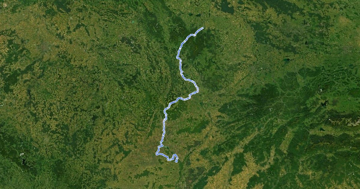 Маршрут EuroVelo 9 - Baltic-Adriatic - part Czech Republic на спутниковом снимке