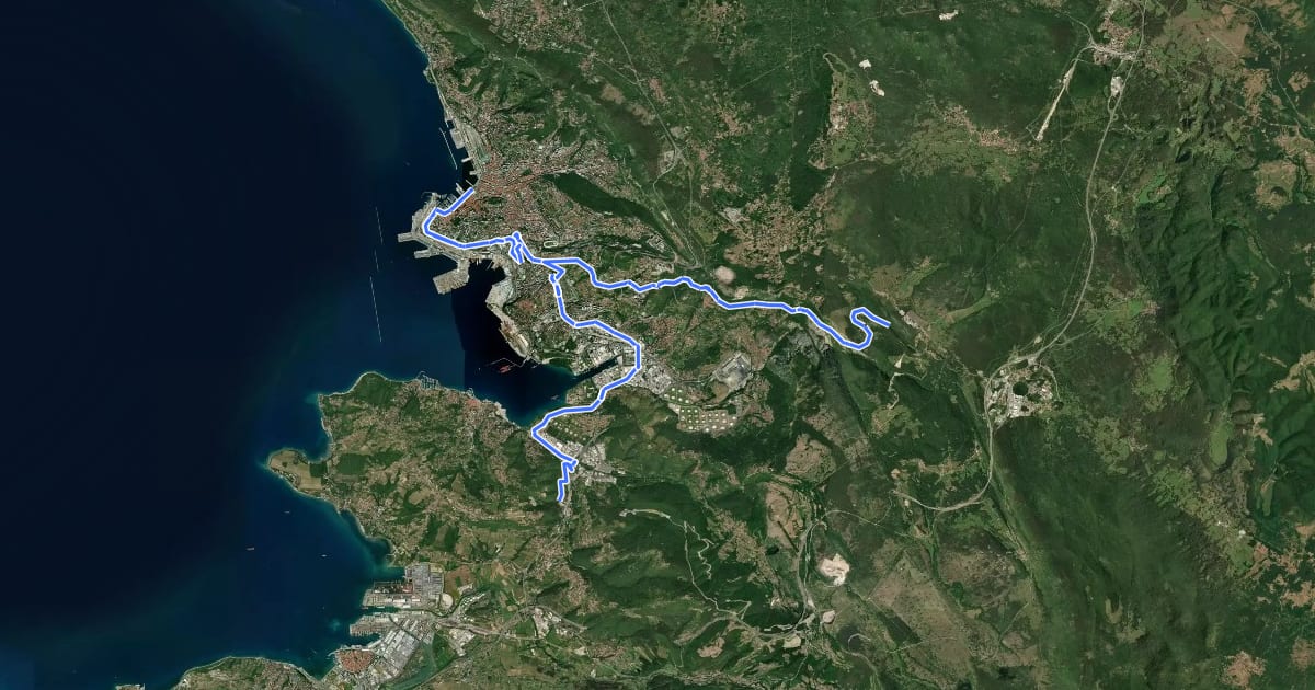 Маршрут EuroVelo 9 - Baltic-Adriatic - part Italy на спутниковом снимке