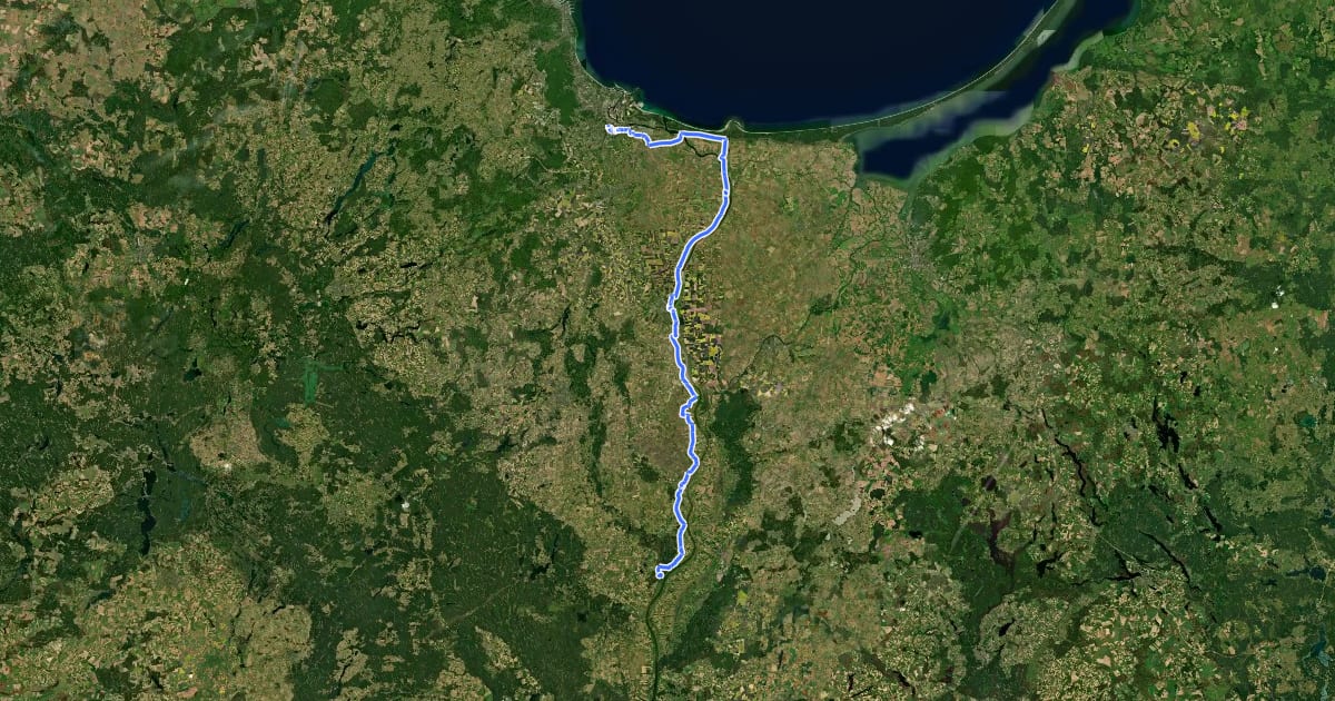 Маршрут EuroVelo 9 - Baltic-Adriatic - Pomeranian voivodeship на спутниковом снимке