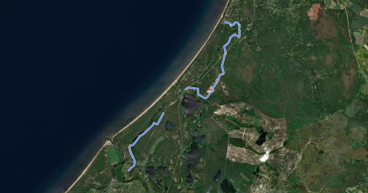 Маршрут EuroVelo13 alternative route на спутниковом снимке