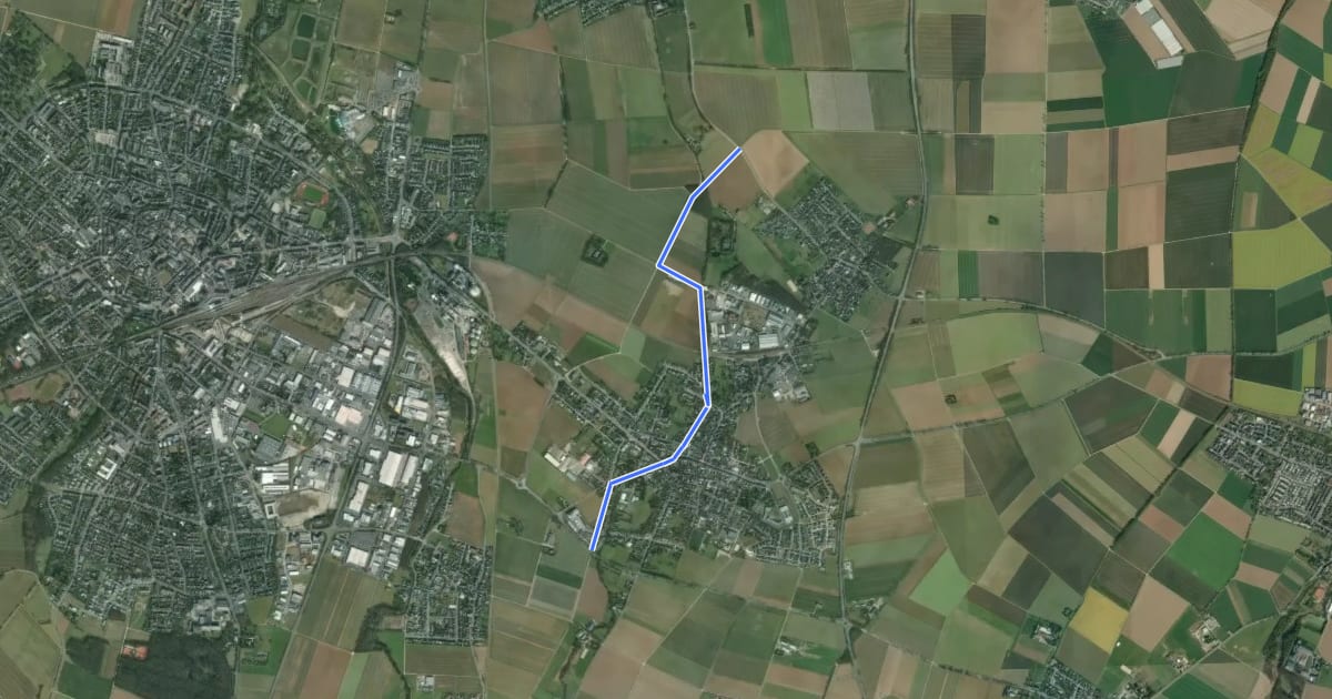Маршрут Euskirchen Weidesheim (69) - Euskirchen Kuchenheim (71) на спутниковом снимке
