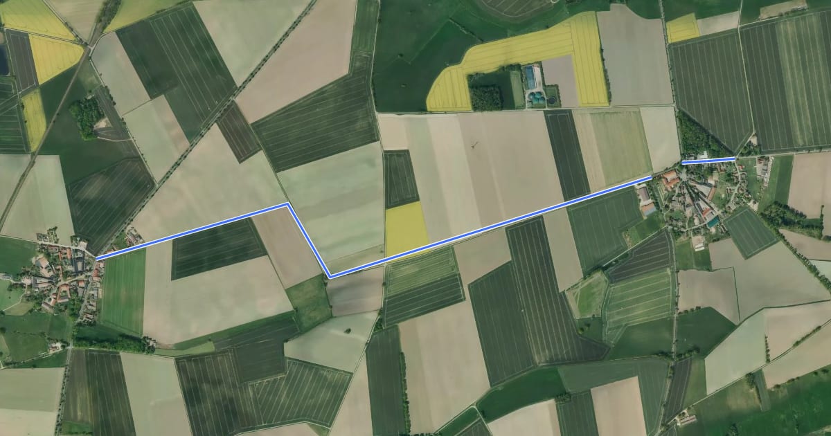 Маршрут Eutzen (93) - Kakerbeck (38) на спутниковом снимке