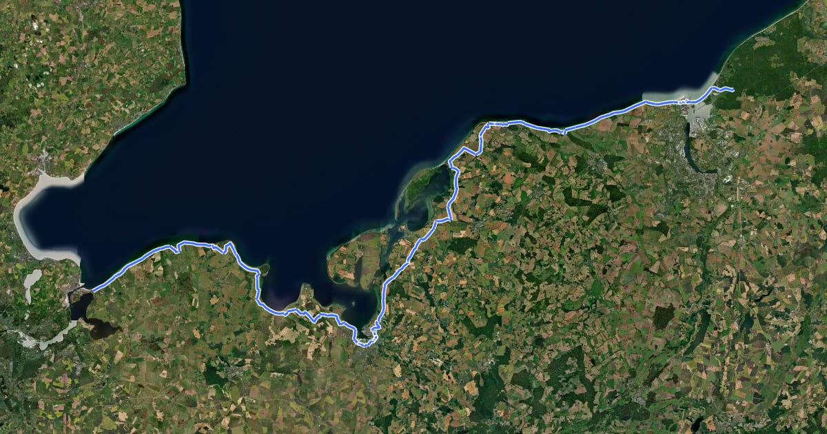Маршрут EV10 Ostseeküsten-Radweg - Abschnitt Deutschland MV-Nordwest на спутниковом снимке