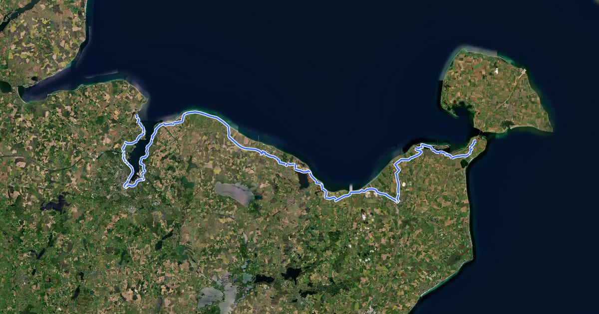 Маршрут EV10 Ostseeküsten-Radweg - Abschnitt Deutschland SH-Ost на спутниковом снимке
