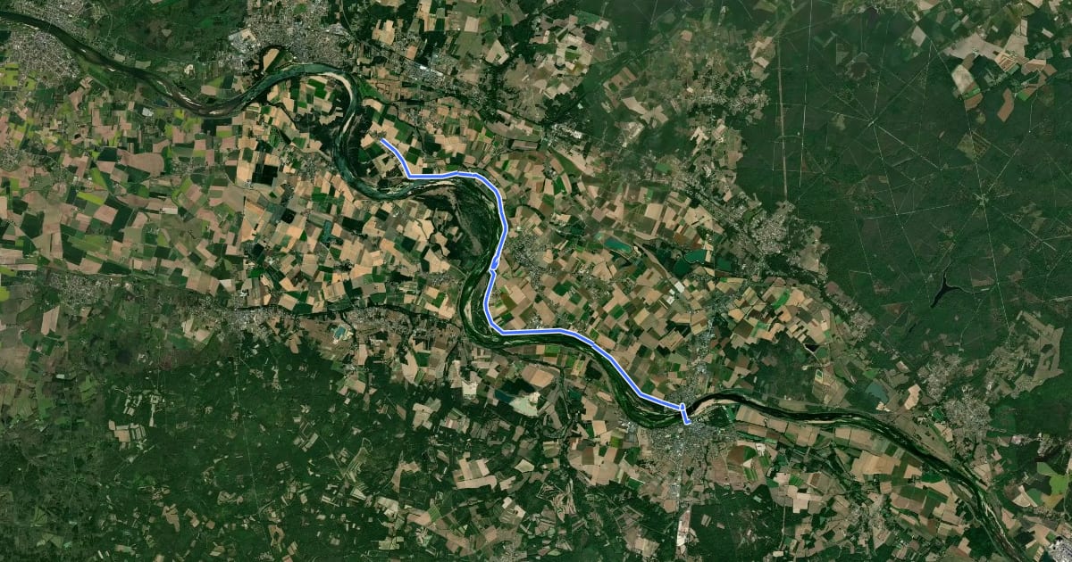 Маршрут EV3 France 21, Sully-sur-Loire - Germigny-des-Prés на спутниковом снимке