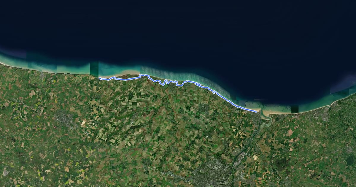 Маршрут EV4 France, Arromanches-les-Bains - Ouistreham на спутниковом снимке