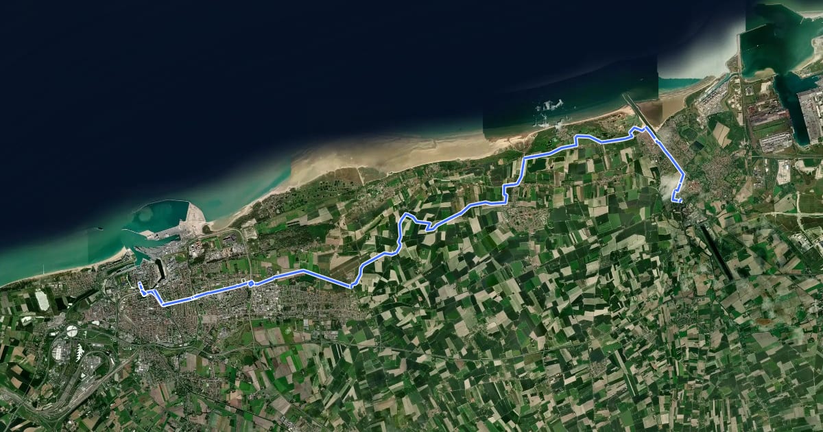 Маршрут EV4 France, Calais - Gravelines на спутниковом снимке