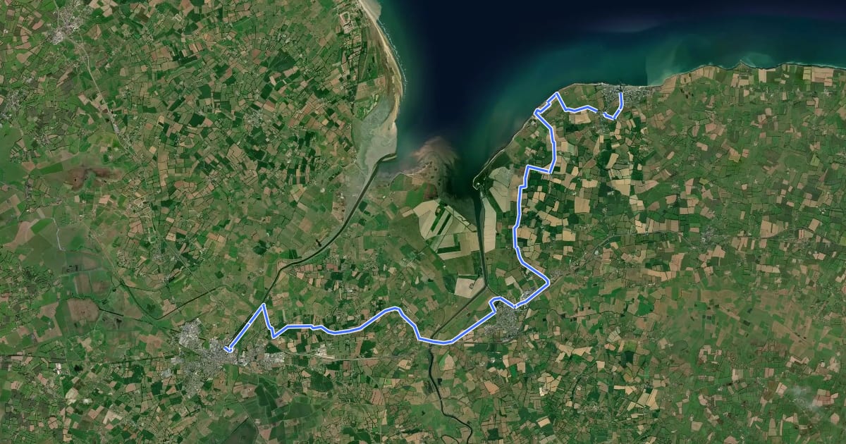 Маршрут EV4 France, Carentan - Grandcamps-Maisy на спутниковом снимке