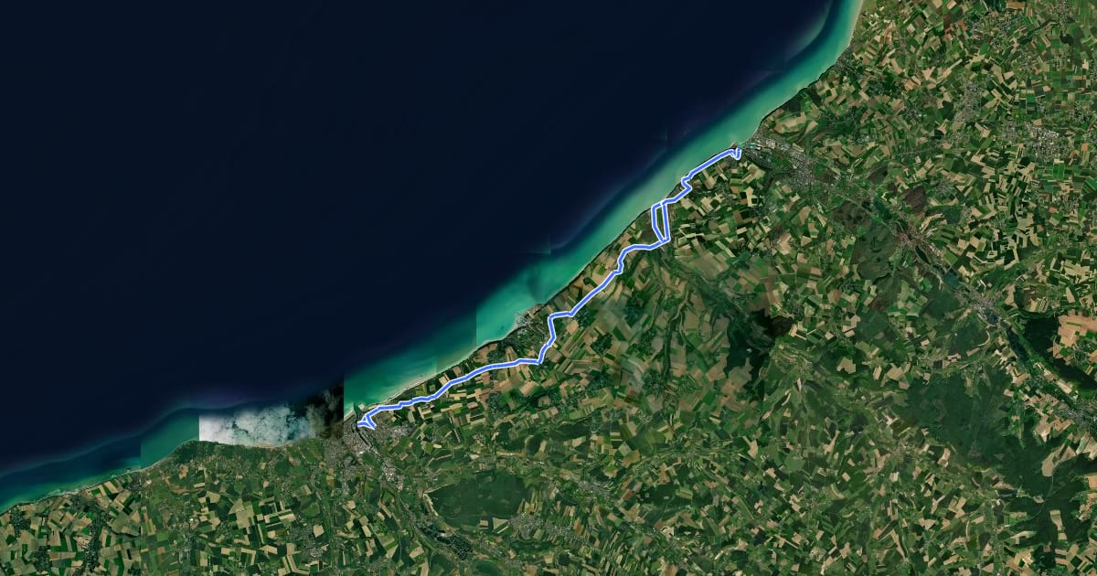 Маршрут EV4 France, Dieppe - Le Tréport на спутниковом снимке