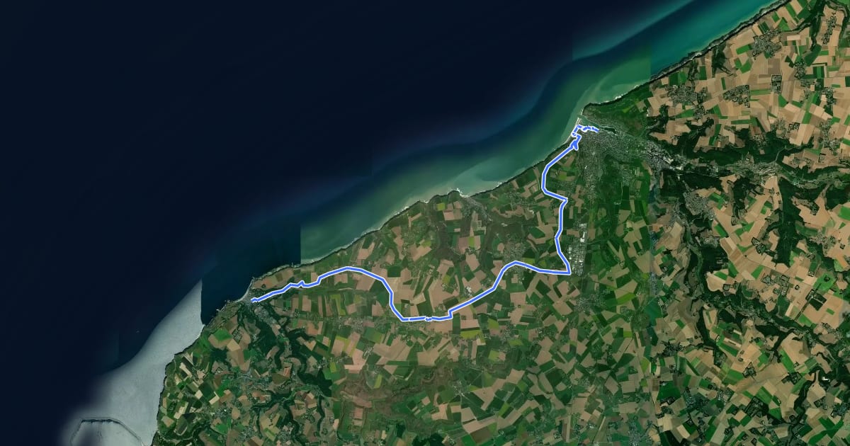 Маршрут EV4 France, Etretat - Fécamp на спутниковом снимке