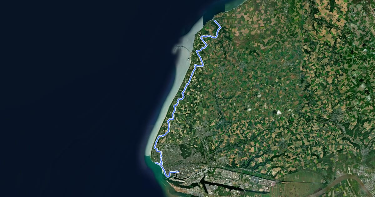 Маршрут EV4 France, Le Havre - Étretat на спутниковом снимке
