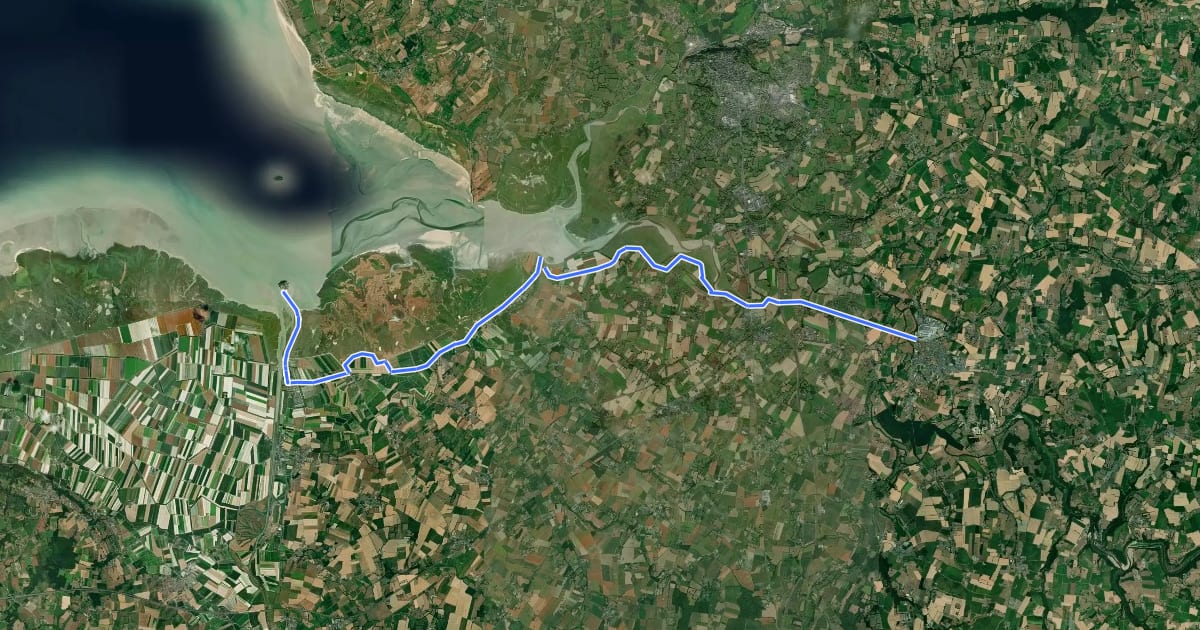 Маршрут EV4 France, Le Mont-Saint-Michel - Ducey-les-Chéris на спутниковом снимке