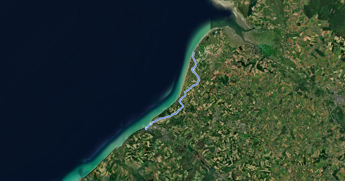 Маршрут EV4 France, Le Tréport - Cayeux-sur-Mer на спутниковом снимке