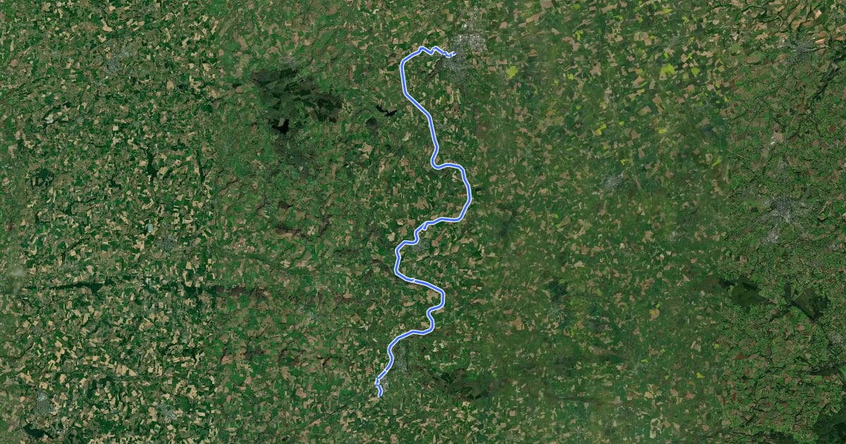 Маршрут EV4 France, Mortain-Bocage - Vire на спутниковом снимке
