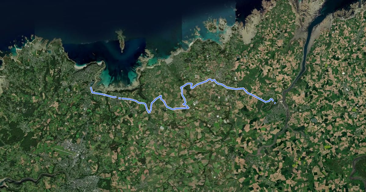 Маршрут EV4 France, Perros-Guirec - Tréguier на спутниковом снимке