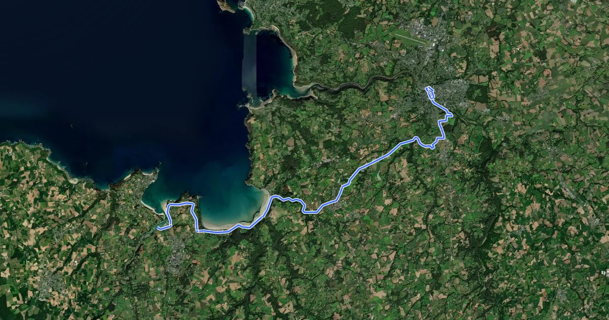 Маршрут EV4 France, Plestin-les-Grèves - Lannion на спутниковом снимке