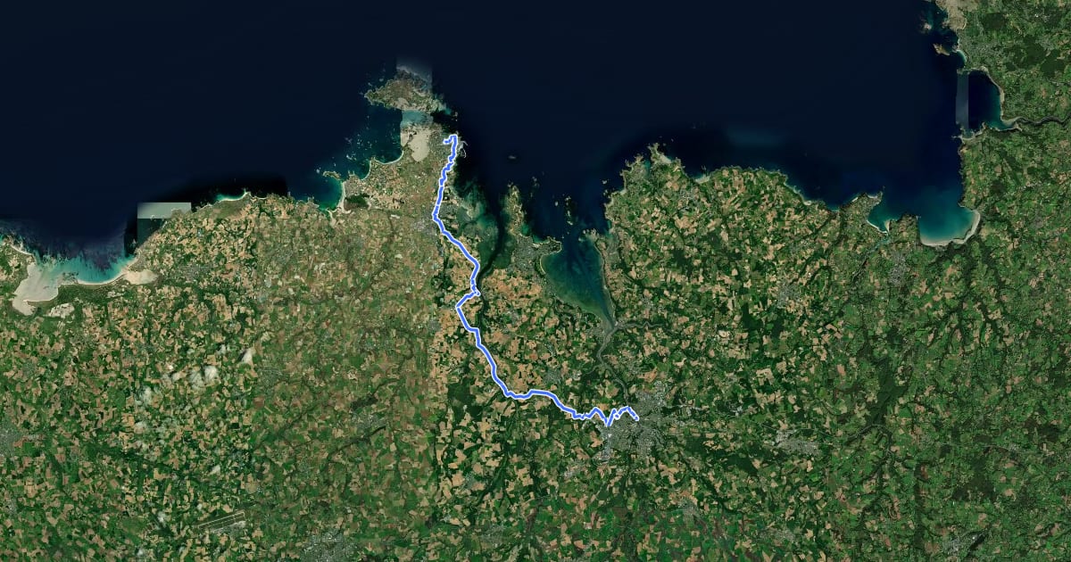 Маршрут EV4 France, Roscoff - Morlaix на спутниковом снимке