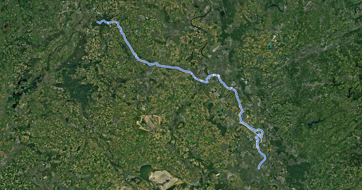 Маршрут EV4 Germany, border - Köln на спутниковом снимке