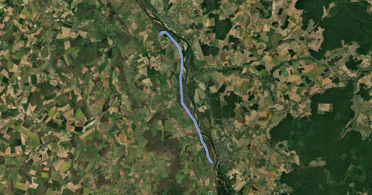 Маршрут EV6 France 14, Pouilly-sur-Loire - La-Charité-Sur-Loire на спутниковом снимке