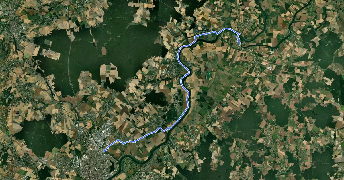 Маршрут EV6 France 27, Chalon-sur-Saône – Verdun-sur-le-Doubs на спутниковом снимке