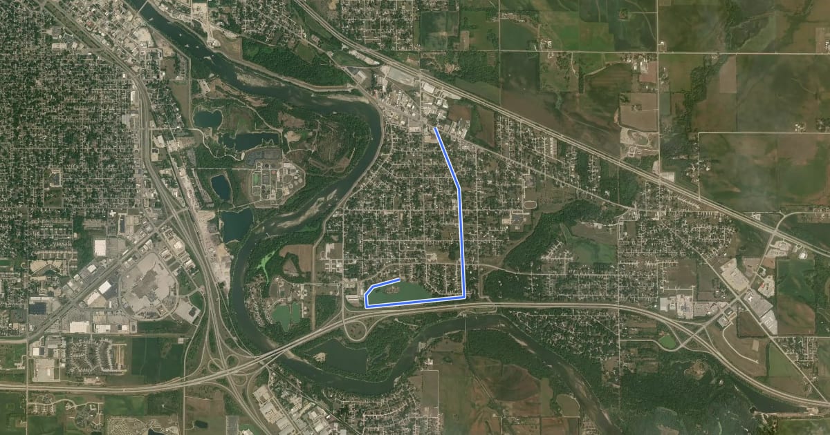 Маршрут Evansdale Bike Trail на спутниковом снимке