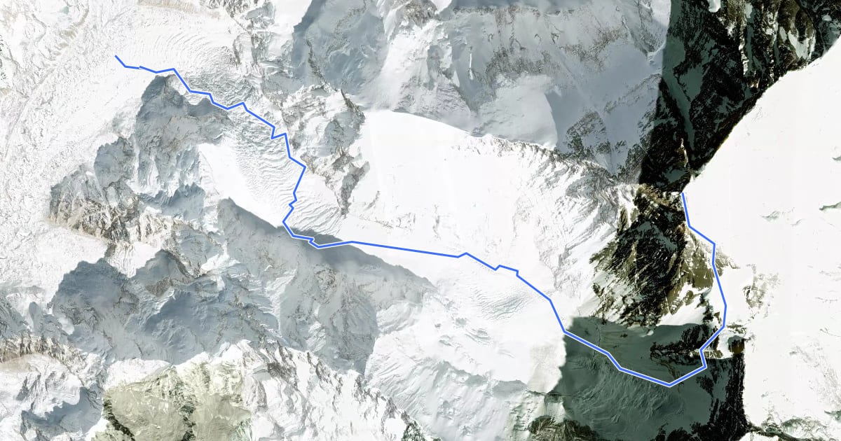 Маршрут Everest South Col на спутниковом снимке