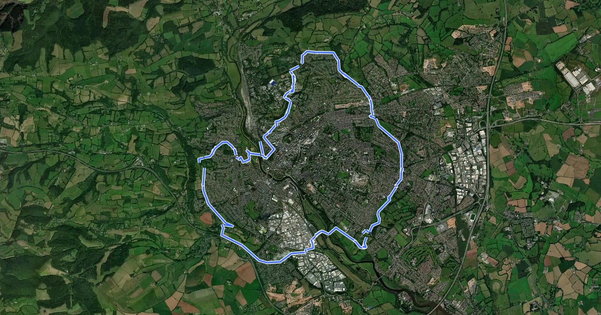 Маршрут Exeter Green Circle на спутниковом снимке