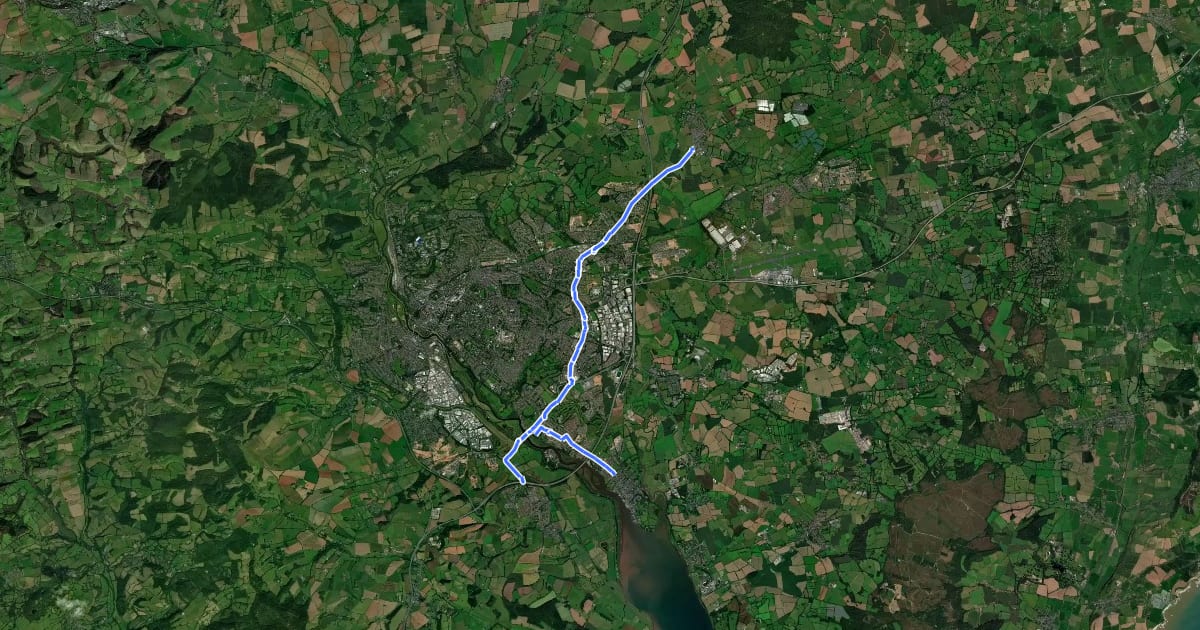 Маршрут Exeter LCN E2 на спутниковом снимке