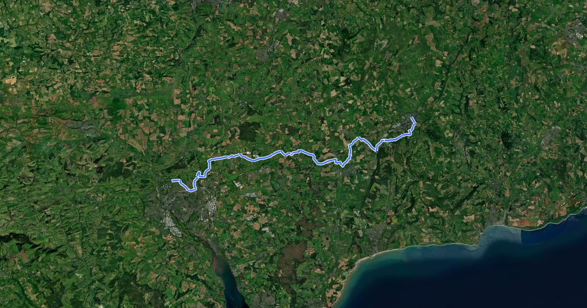 Маршрут Exeter to Honiton Way на спутниковом снимке