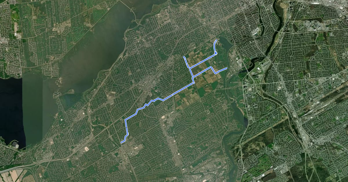 Маршрут Experimental Farm Pathway на спутниковом снимке