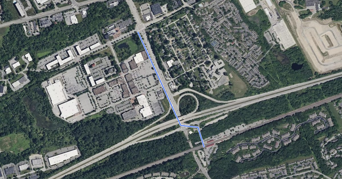 Маршрут Exton Station Connector на спутниковом снимке