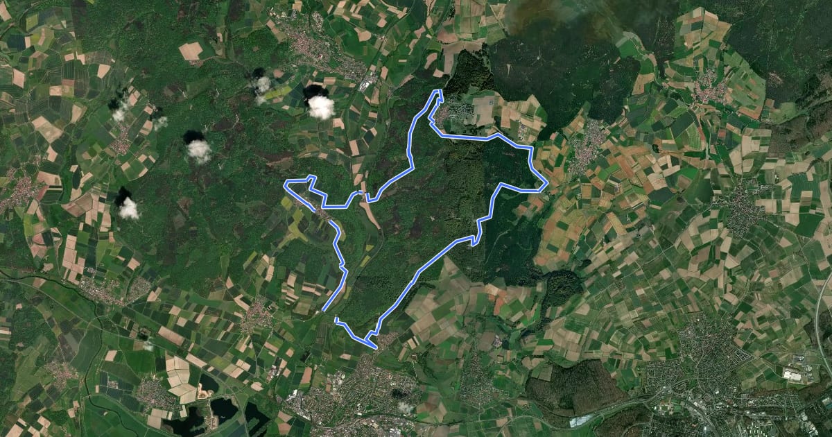 Маршрут Extratour Himmelsberg на спутниковом снимке