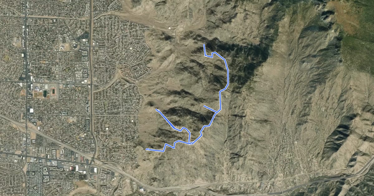 Маршрут Eye of the Sandias Route на спутниковом снимке
