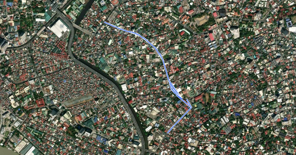 Маршрут F. Blumentritt Bicycle Lane на спутниковом снимке