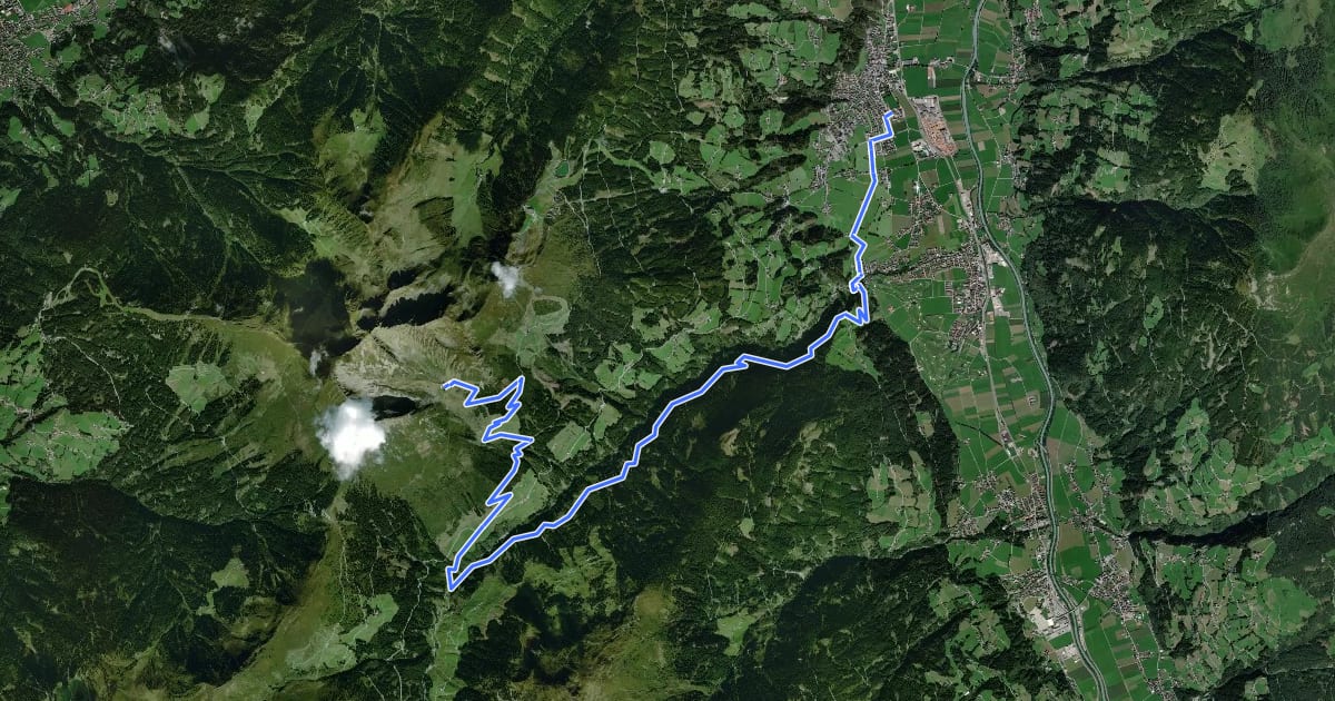 Маршрут Fügen-Finsinggrund-Gartalm на спутниковом снимке
