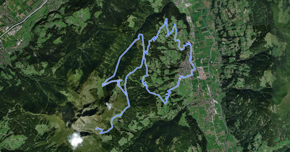 Маршрут Fügen-Geolsalm-Gartalm на спутниковом снимке