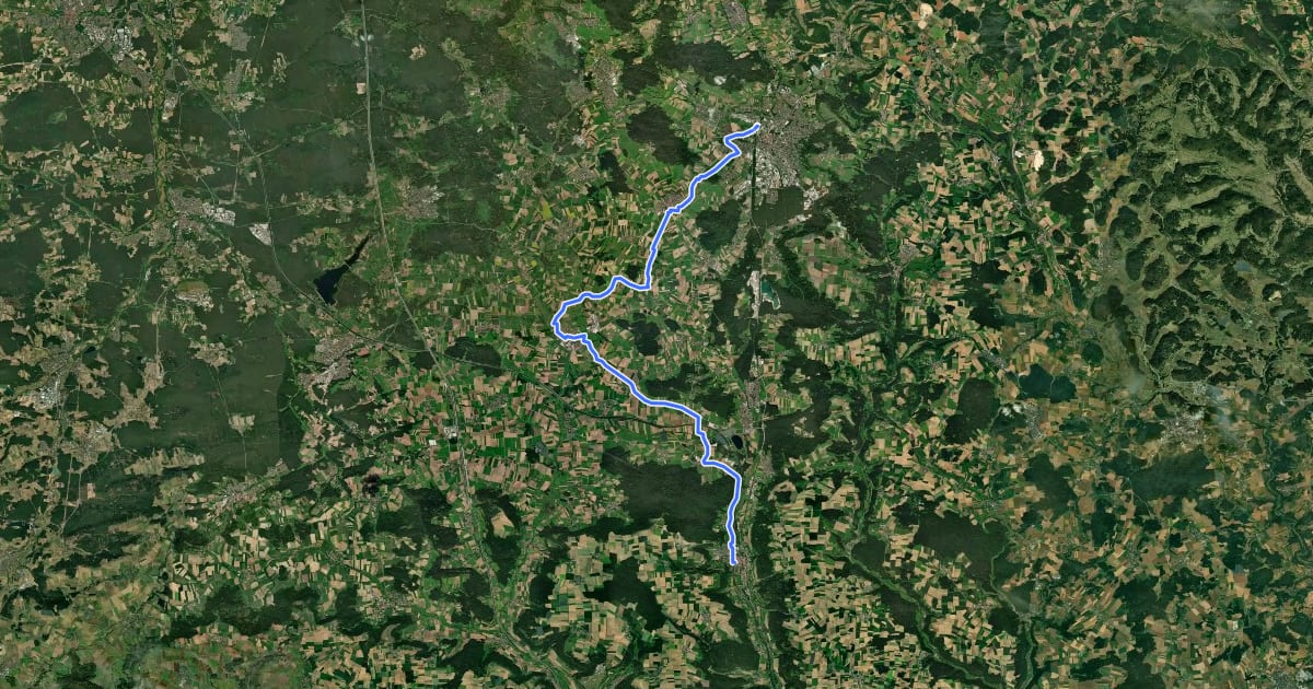 Маршрут Fünf-Flüsse-Radweg (08) на спутниковом снимке