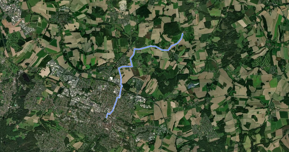 Маршрут Fürstenroute Lippe (Ergänzungsroute blau), Abschnitt Barkhausen / Voßheide на спутниковом снимке