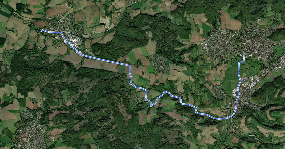 Маршрут Fürstenroute Lippe (Ergänzungsroute blau), Abschnitt Barntrup - Bad Pyrmont / Tierpark Eingang на спутниковом снимке