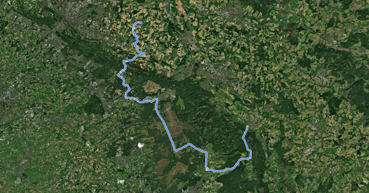 Маршрут Fürstenroute Lippe (Ergänzungsroute blau), Abschnitt Horn-Leopoldshöhe. на спутниковом снимке