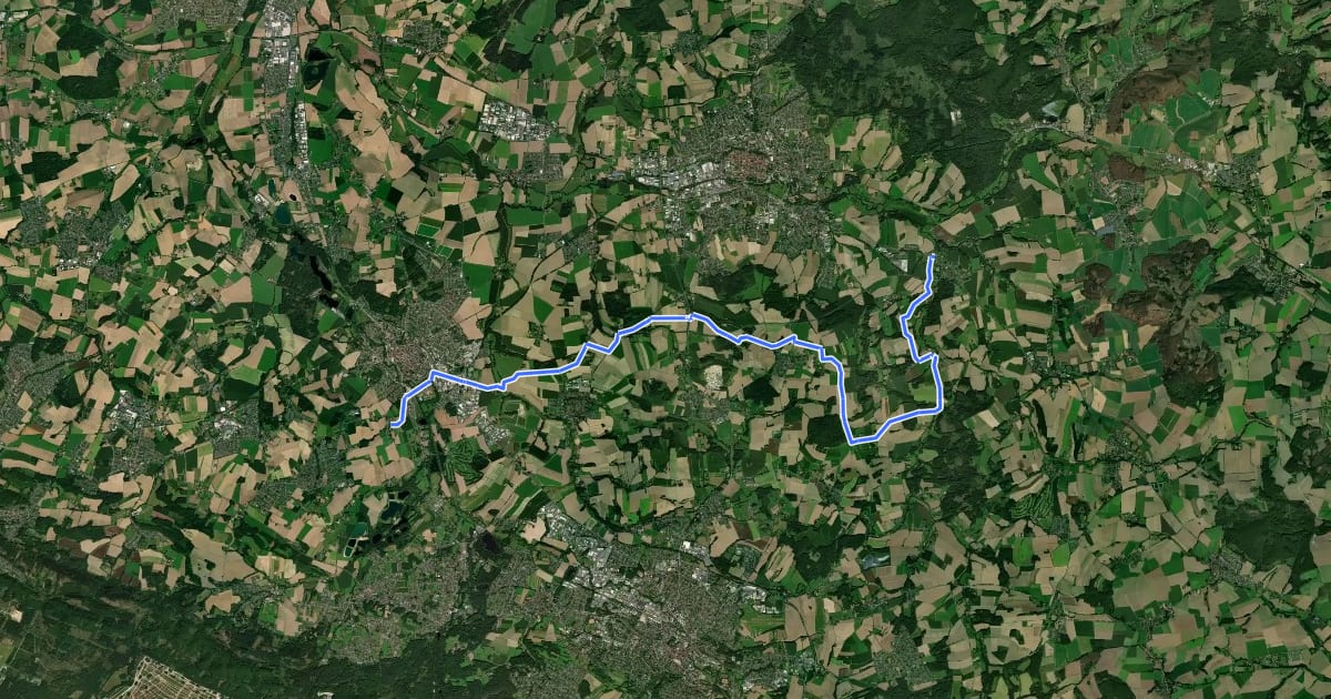 Маршрут Fürstenroute Lippe (Ergänzungsroute blau), Abschnitt Lage - Ehrentrup / Voßheide на спутниковом снимке