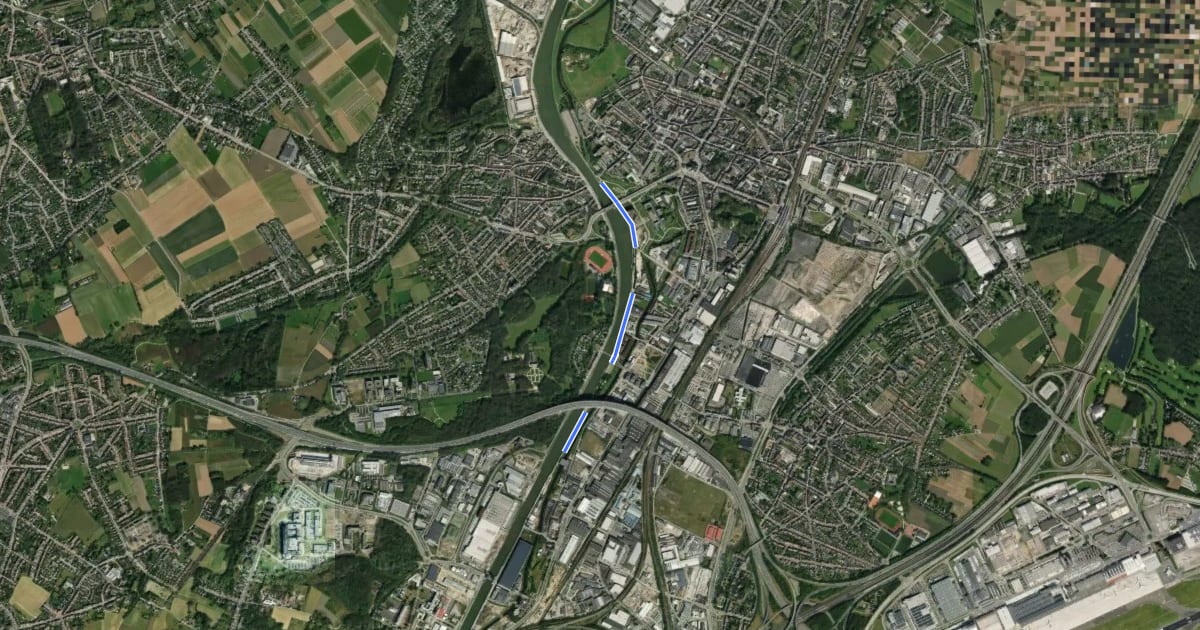 Маршрут F1 Fietssnelweg Vilvoorde - Brussel на спутниковом снимке