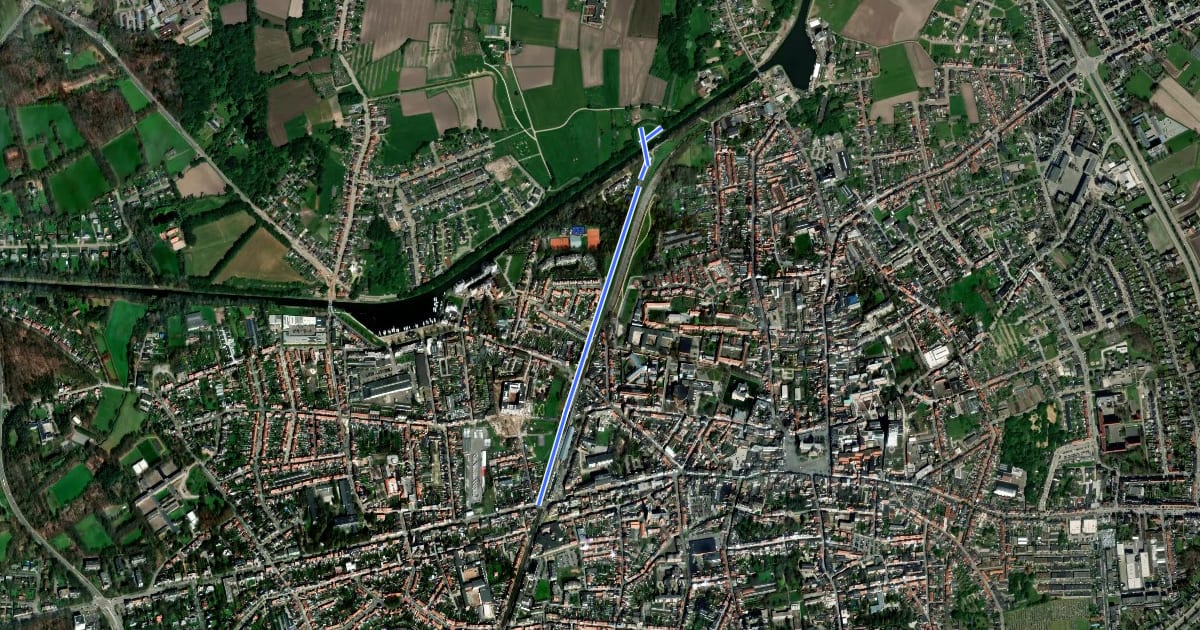 Маршрут F102 Fietssnelweg Turnhout на спутниковом снимке
